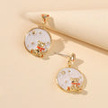 Funny Gifts Best Friends Cartoon Enamel Little Bear Round Charm Dangle Earrings