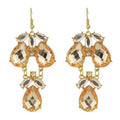 Female Jewelry Orange Black Acrylic Water Drop Flower Chandelier Retro Earrings