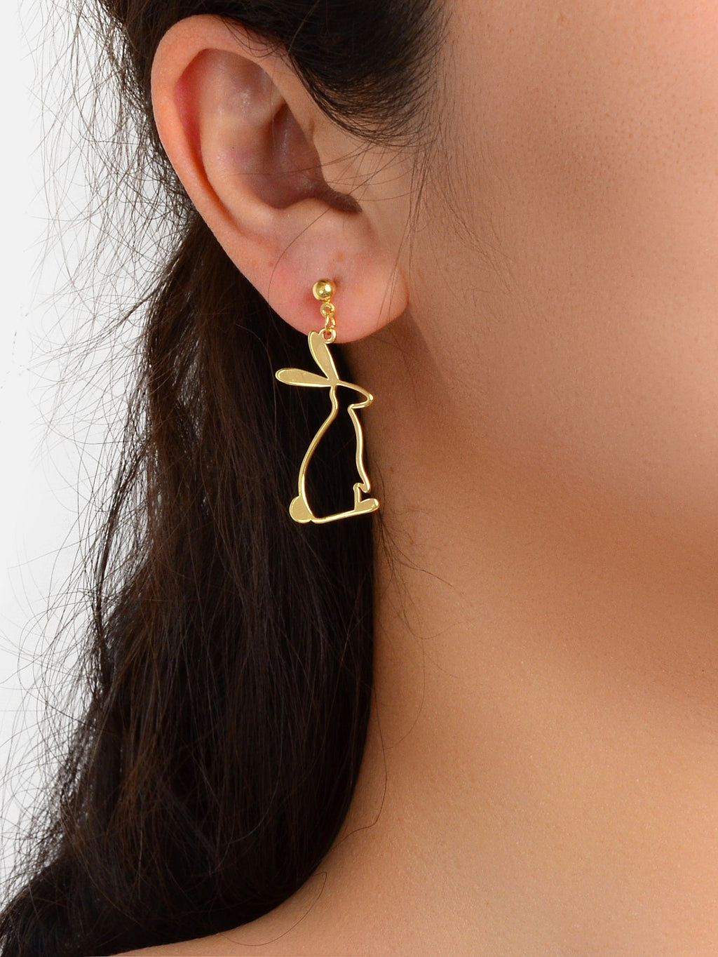Creative Gold Easter Holiday Rabbit Bunny Chic Dangle Earrings Daily Wear Gift