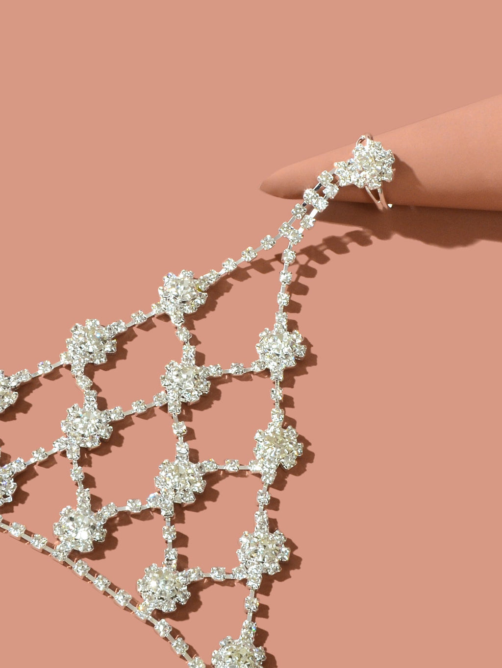 Beach Rhinestone Flower Anklet Barefoot Sandals Silver Foot Chain with Toe Ring-3