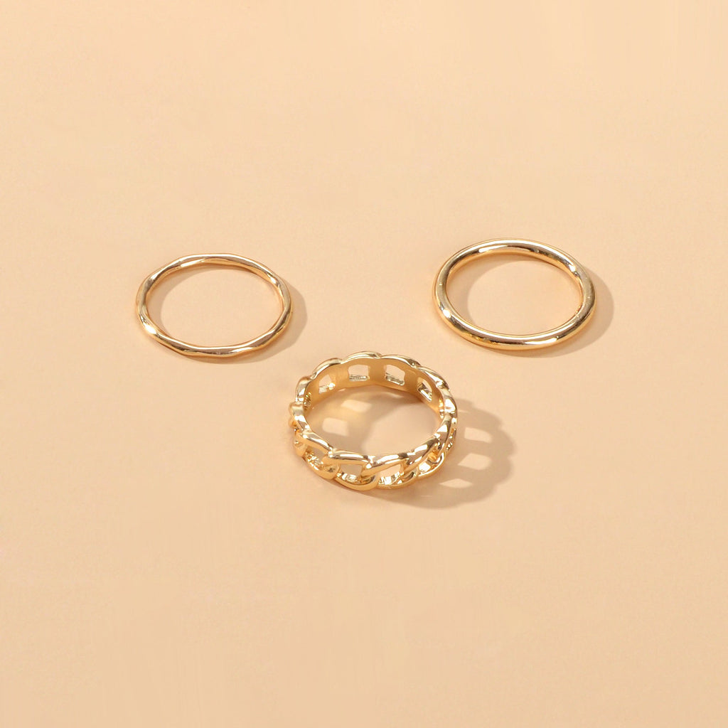 3 pcs Statement Punk Minimalist Circle Multiple Stackable Midi Finger Ring Set