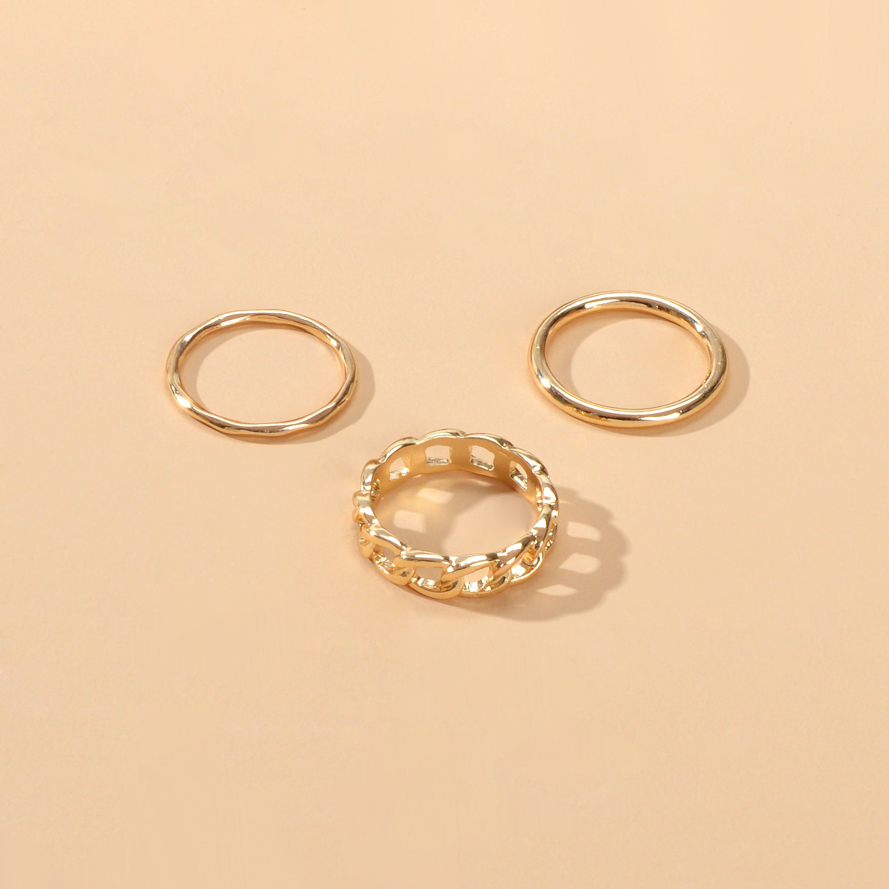 3 pcs Statement Punk Minimalist Circle Multiple Stackable Midi Finger Ring Set