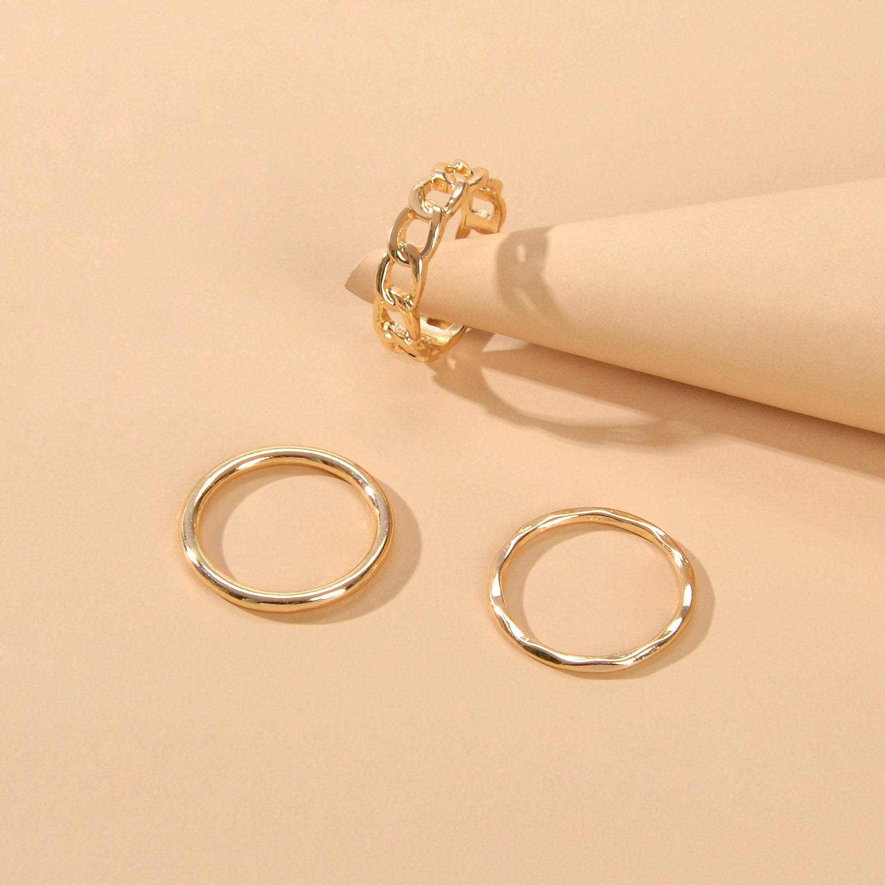 3 pcs Statement Punk Minimalist Circle Multiple Stackable Midi Finger Ring Set