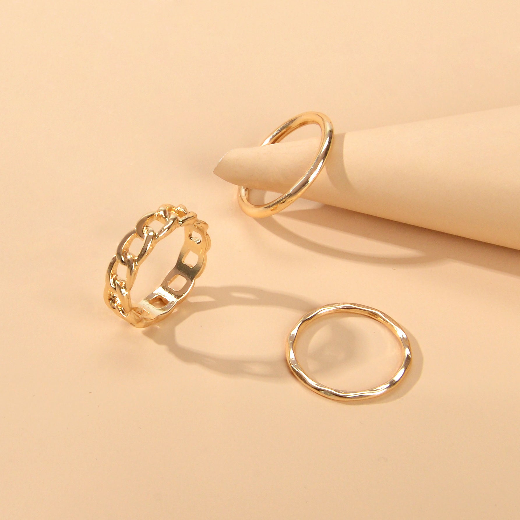 3 pcs Statement Punk Minimalist Circle Multiple Stackable Midi Finger Ring Set