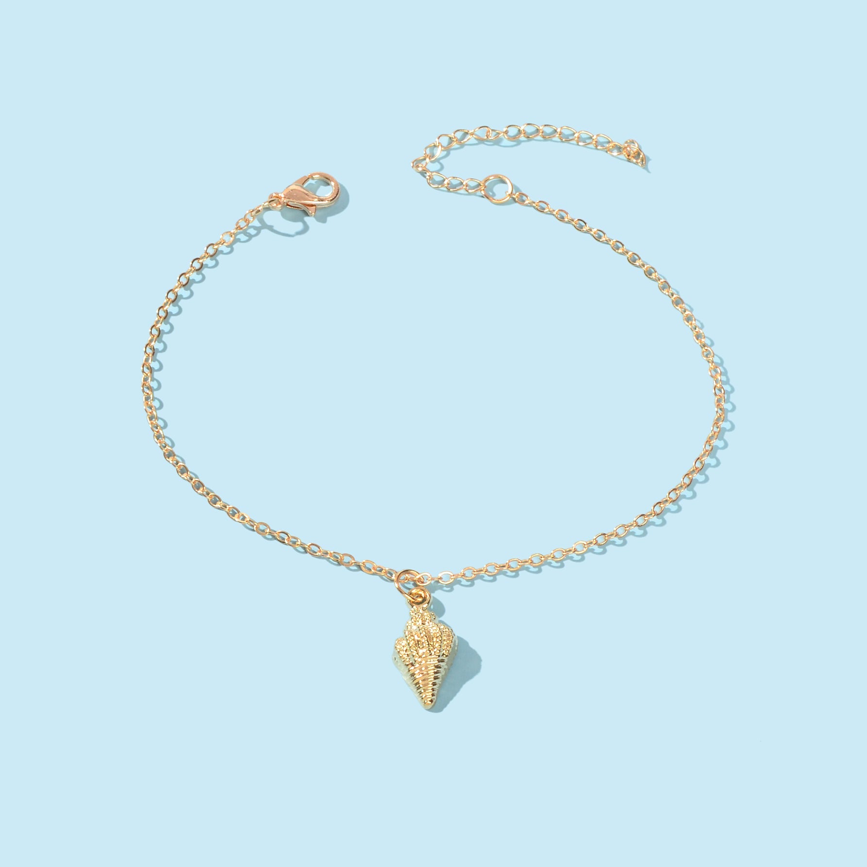 Gold Color Adjustable Conch Charm Anklet Ocean Beach Chain Holiday Foot Jewelry