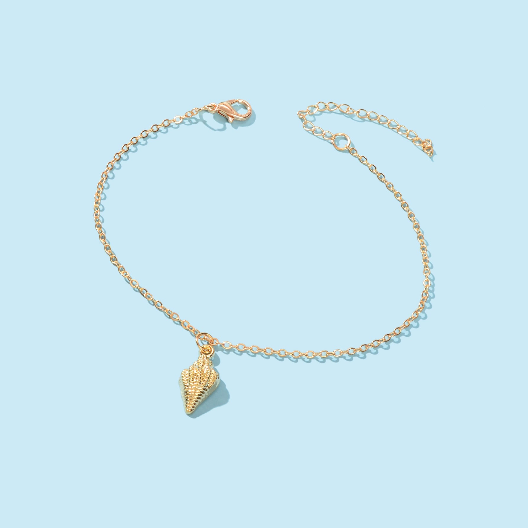 Gold Color Adjustable Conch Charm Anklet Ocean Beach Chain Holiday Foot Jewelry