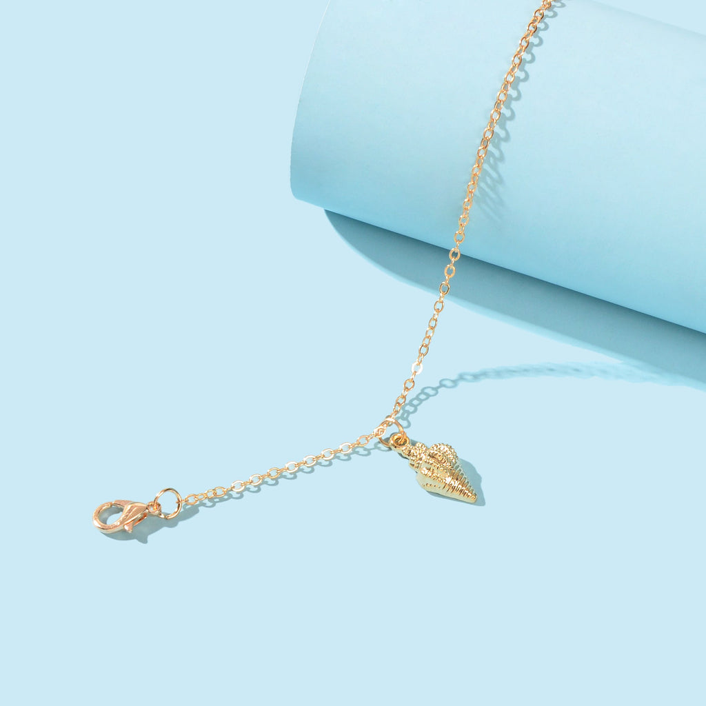 Gold Color Adjustable Conch Charm Anklet Ocean Beach Chain Holiday Foot Jewelry