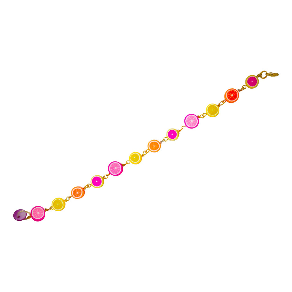 Citrus Bracelet, Lemon Orange Pink Grapefruit Charm Bracelet, Beaded Bracelet | by Ifemi Jewels-4