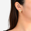 Lovely Bear Pattern Resin Heart Stud Pierced Earrings Dainty Gift for Woman Girl