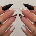 Glamorous Black Almond Stiletto Nails