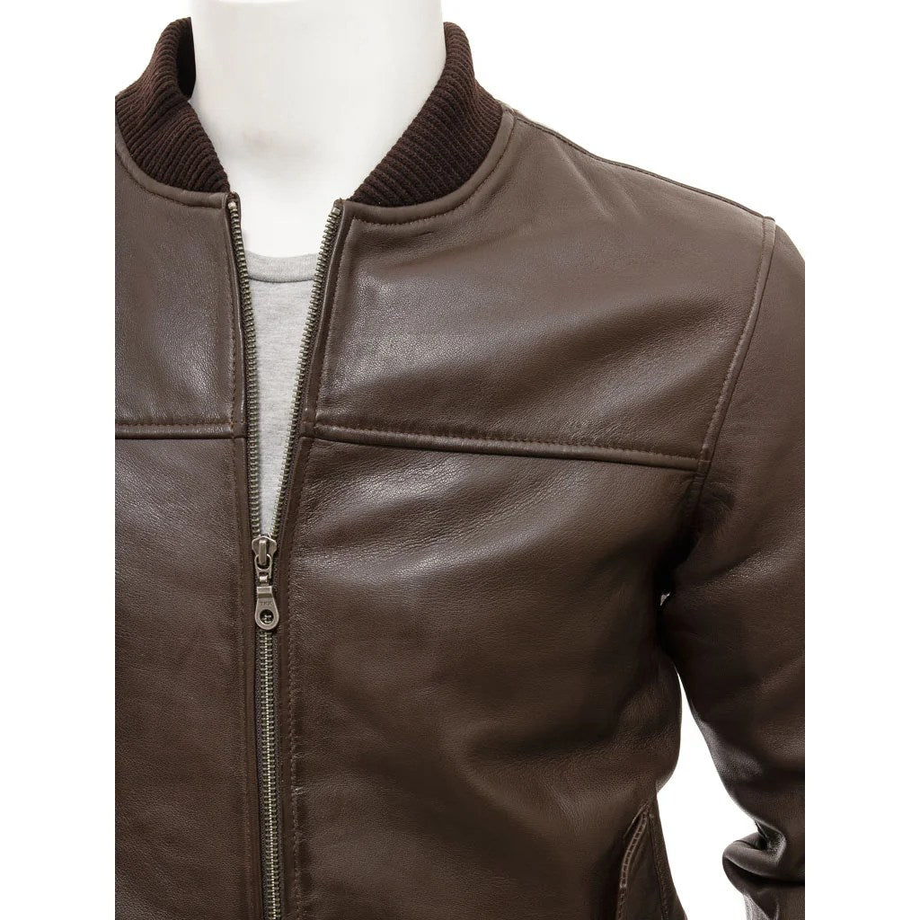 MEN BROWN LEATHER BOMBER JACKET BROWNVILLE-3