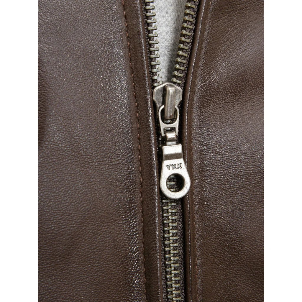 MEN BROWN LEATHER BOMBER JACKET BROWNVILLE-4