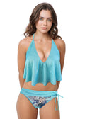 Loco Boutique Linen Flower Long Flounce Front Underwire-0