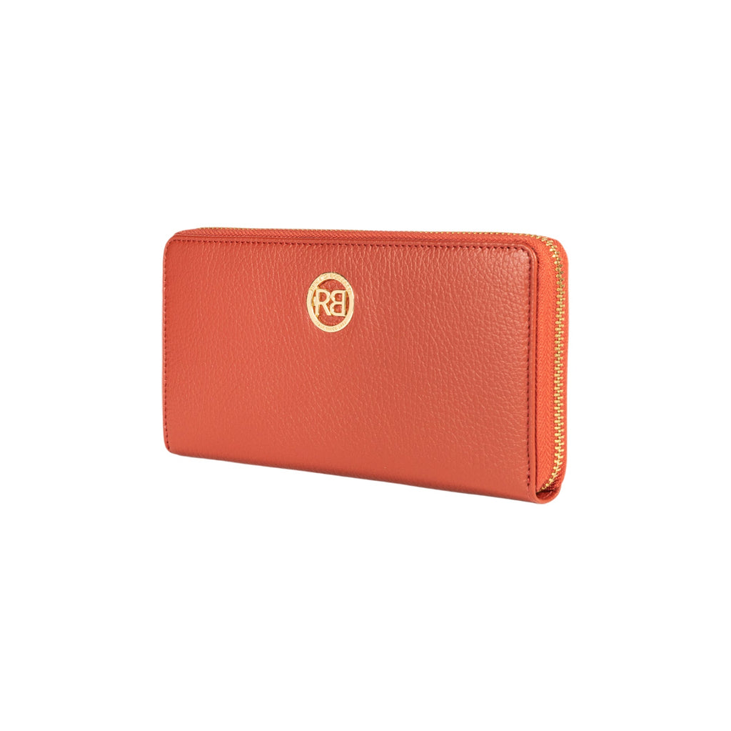 RB1081GAM | Women's zip-up wallet, Made in Italy in genuine grained leather. Paprika color. Dimensions: 20 x 10 x 2.5 cm.