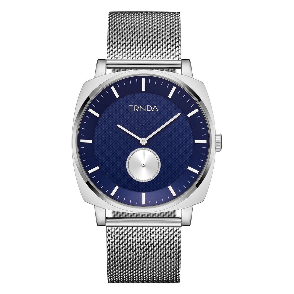 Trnda Men's Stainless Steel Watch, Blue Dial | Trn-Sq45-Sl-0