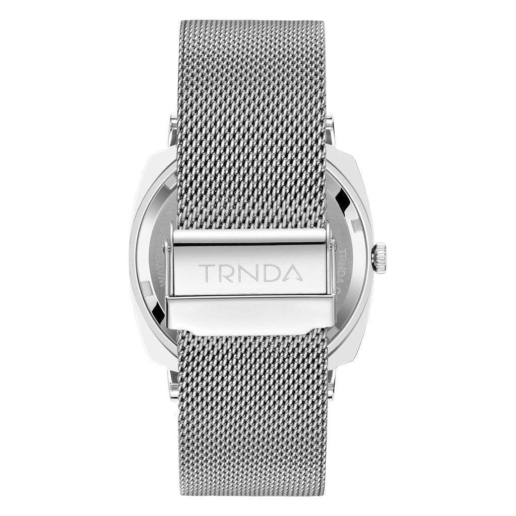 Trnda Men's Stainless Steel Watch, Blue Dial | Trn-Sq45-Sl-4