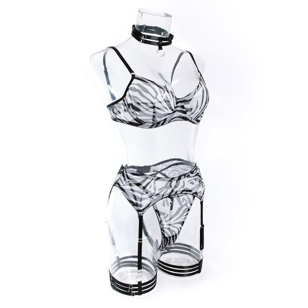 Wholesale Zebra Bra and Panty Set with Matching Accessories Side View