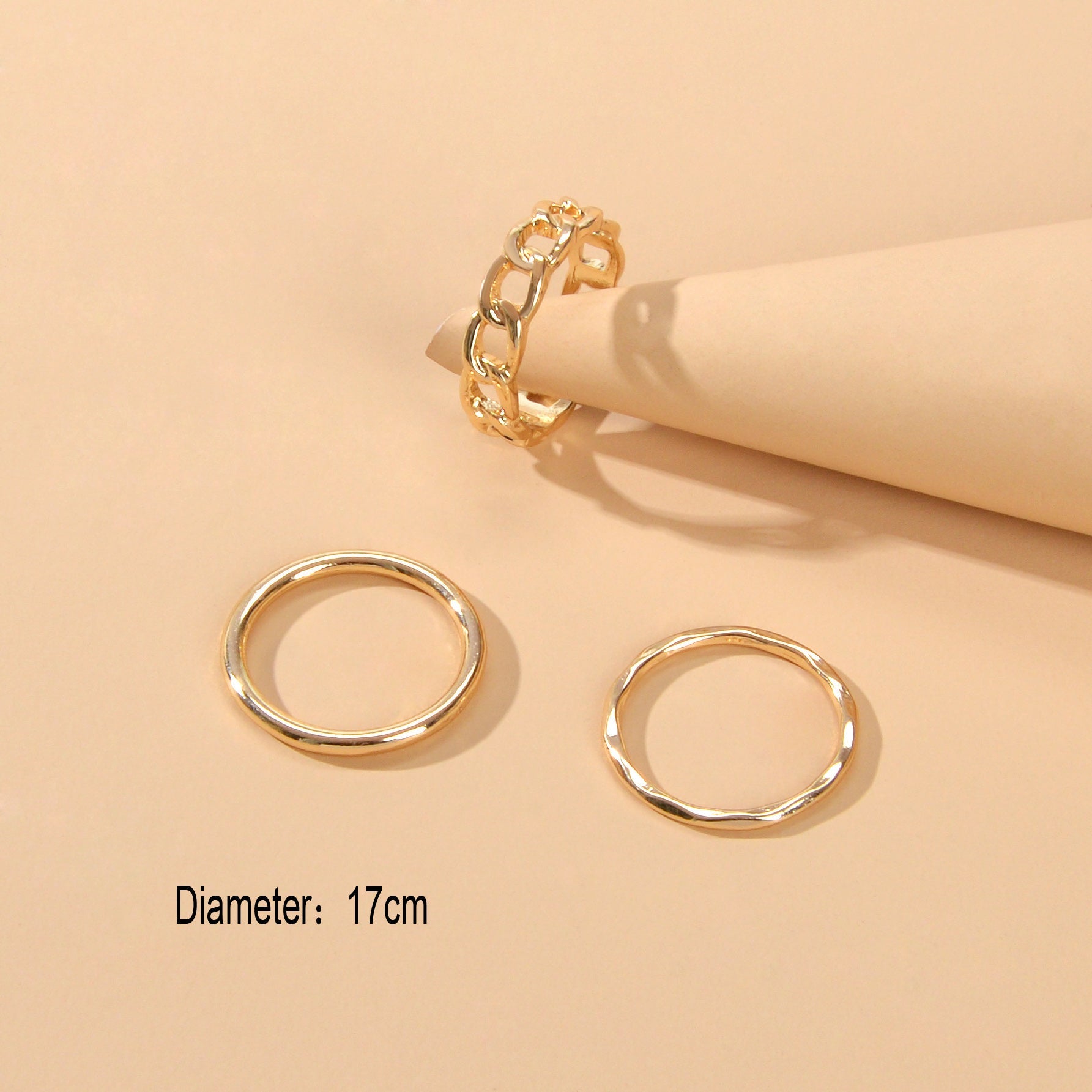 3 pcs Statement Punk Minimalist Circle Multiple Stackable Midi Finger Ring Set